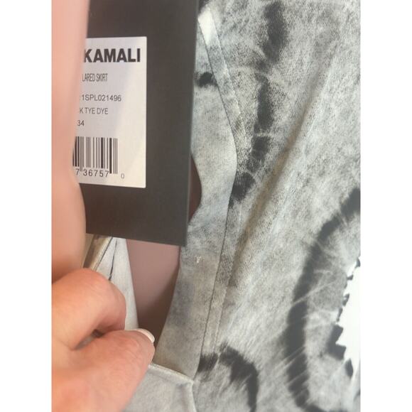 Norma Kamali Convertible Flared Skirt Dress M Black Tie Dye Off Shoulder Bandeau - Picture 4 of 16